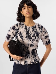 Whistles White Shadow Floral Shirred Blouse - Image 1 of 5