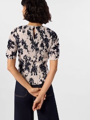 Whistles White Shadow Floral Shirred Blouse - Image 2 of 5