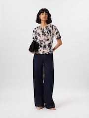 Whistles White Shadow Floral Shirred Blouse - Image 3 of 5