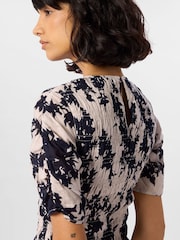 Whistles White Shadow Floral Shirred Blouse - Image 4 of 5