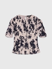 Whistles White Shadow Floral Shirred Blouse - Image 5 of 5