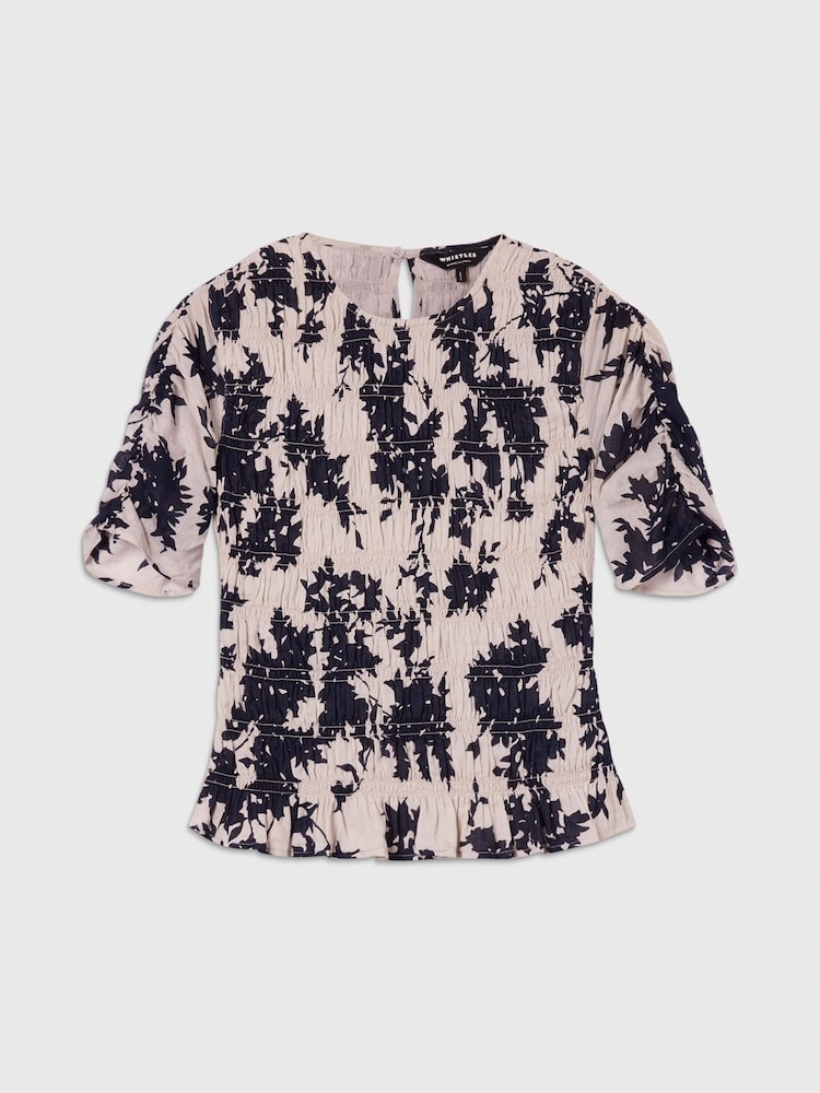 Whistles White Shadow Floral Shirred Blouse - Image 5 of 5
