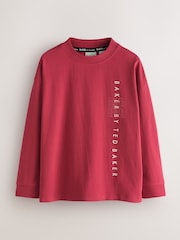 Baker by Ted Baker Stone/Red/Charcoal 3 Pack Long Sleeve Graphic T-Shirts - Image 2 of 10