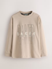 Baker by Ted Baker Stone/Red/Charcoal 3 Pack Long Sleeve Graphic T-Shirts - Image 3 of 10