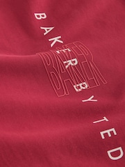 Baker by Ted Baker Stone/Red/Charcoal 3 Pack Long Sleeve Graphic T-Shirts - Image 9 of 10