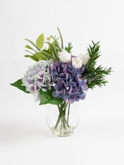 Scottish Everlastings Ltd Blue Faux Hydrangeas in Glass Vase - Image 3 of 3