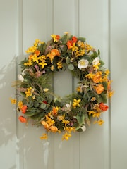 Scottish Everlastings Ltd Yellow Rustic Forsythia/Poppy Wreath - Image 1 of 3
