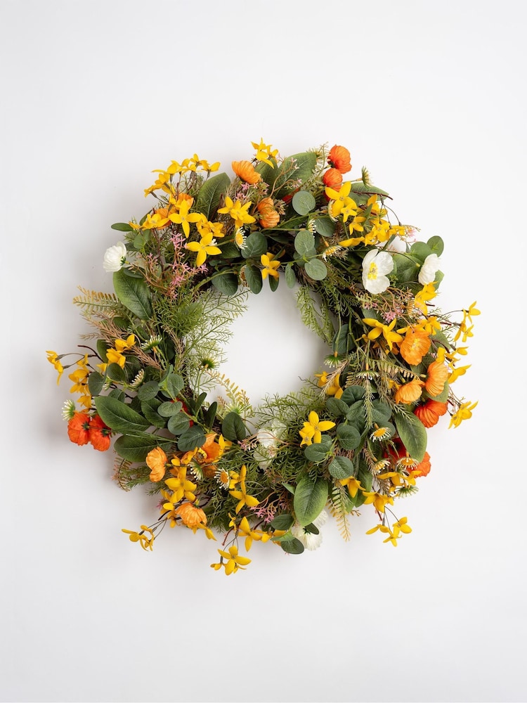 Scottish Everlastings Ltd Yellow Rustic Forsythia/Poppy Wreath - Image 3 of 3 Scottish Everlastings Ltd Yellow Rustic Forsythia/Poppy Wreath - Image 3 of 3