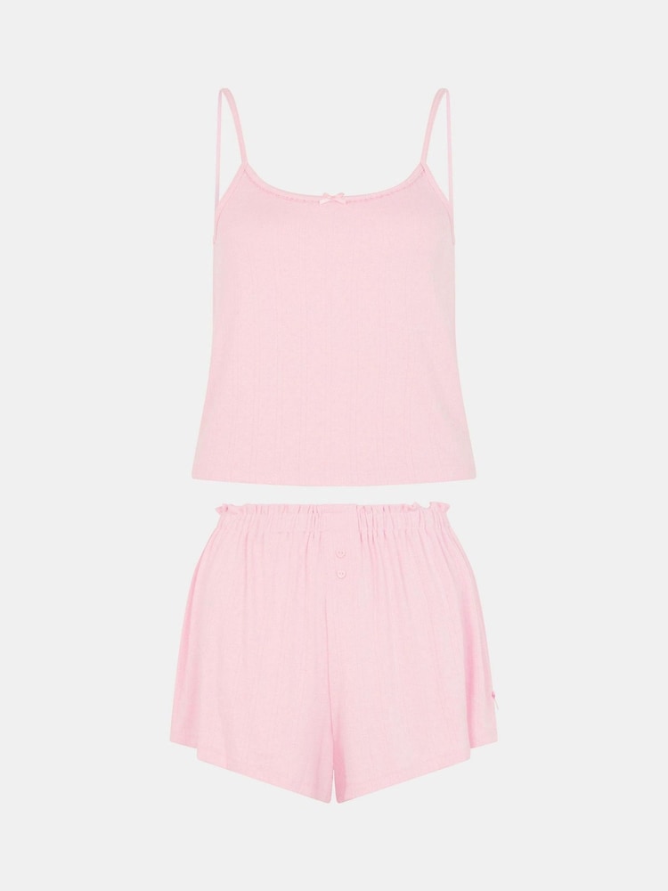 Accessorize Pink Pointelle Vest Short Pyjamas Set - Image 4 of 4