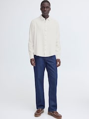 Blend White Bobby Long Sleeve Linen Blend Shirt - Image 3 of 8