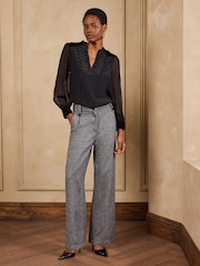 Love & Roses Black Knot Fastening Long Sleeve Blouse - Image 3 of 5