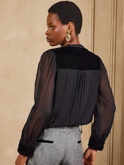 Love & Roses Black Knot Fastening Long Sleeve Blouse - Image 5 of 5