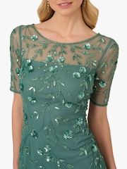 Adrianna Papell Green Beaded Floral Short Dress - Image 5 of 6