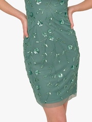 Adrianna Papell Green Beaded Floral Short Dress - Image 6 of 6