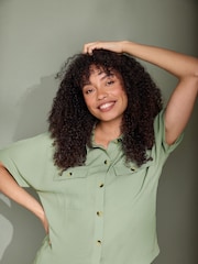 M&Co Green Short Sleeve Utility Shirt - Image 1 of 6