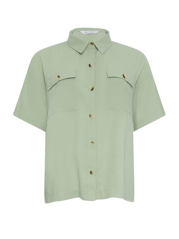 M&Co Green Short Sleeve Utility Shirt - Image 6 of 6