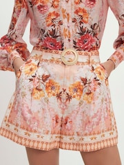 River Island Pink Belted Printed Shorts - Image 3 of 4