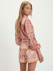 River Island Pink Belted Printed Shorts - Image 4 of 4