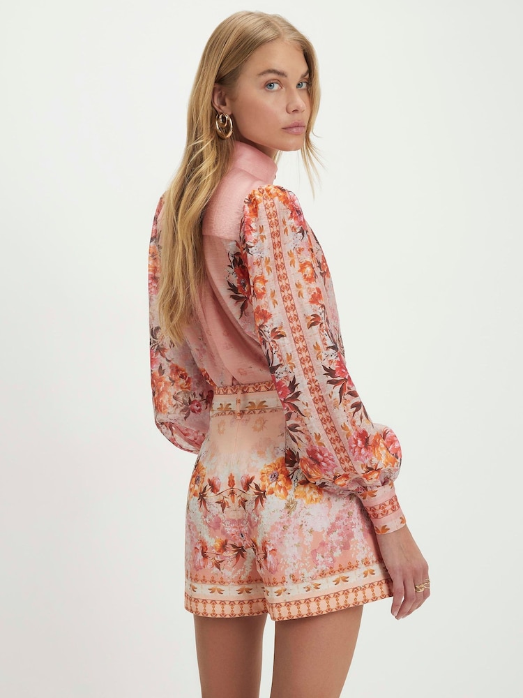 River Island Pink Belted Printed Shorts - Image 4 of 4