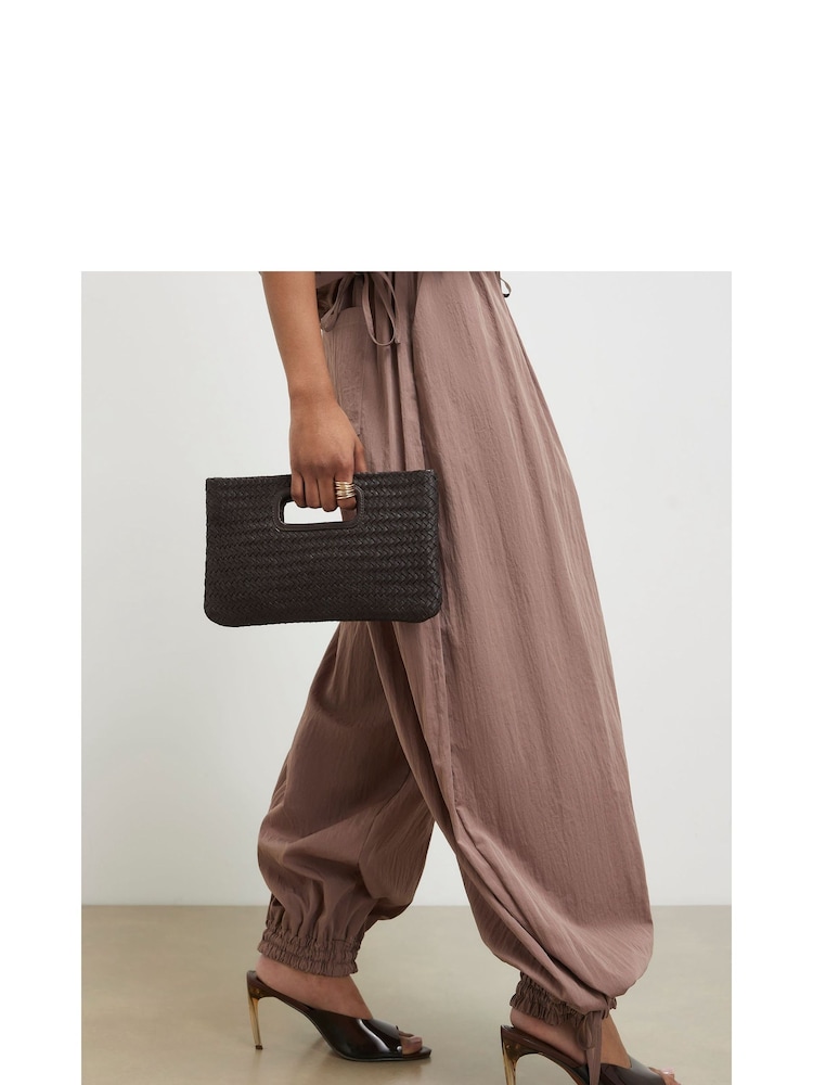 River Island Brown Woven Leather Clutch Purse - Image 6 of 6 River Island Brown Woven Leather Clutch Purse - Image 6 of 6