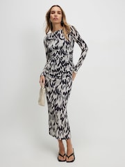 River Island Cream Long Sleece Abstract Print Top - Image 1 of 4