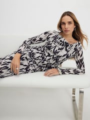 River Island Cream Long Sleece Abstract Print Top - Image 3 of 4