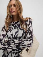 River Island Cream Long Sleece Abstract Print Top - Image 4 of 4