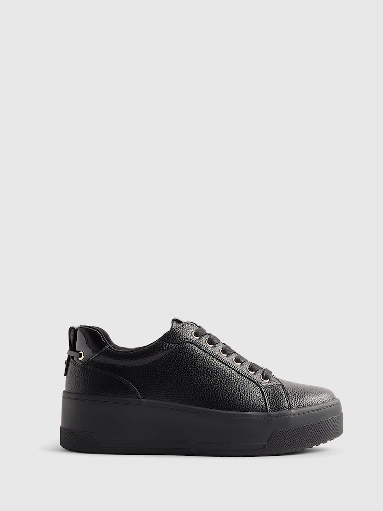 River Island Black Drench Lace Up Flatform Trainers - Image 2 of 6