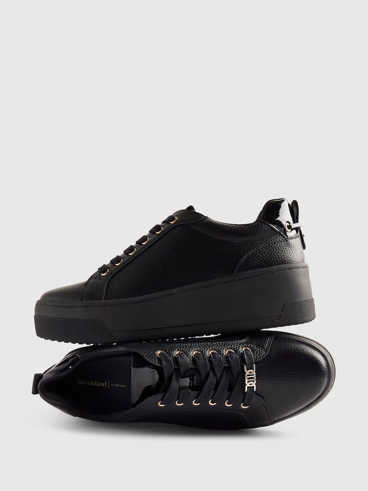River Island Black Drench Lace Up Flatform Trainers - Image 6 of 6