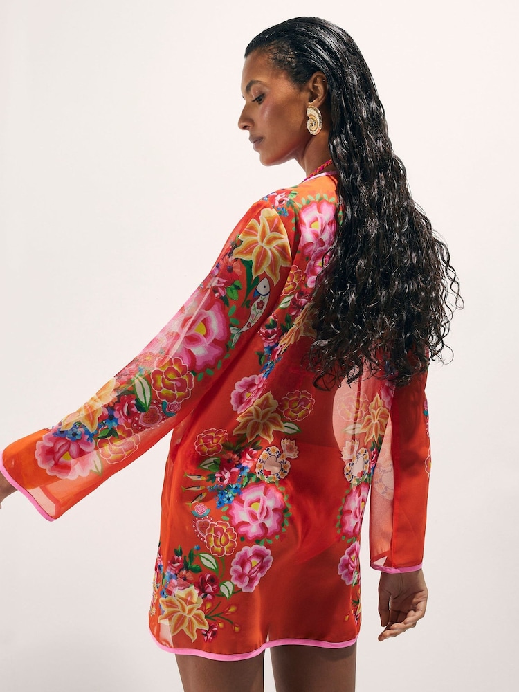 river island orange floral dress Buy River Island Orange Sleeveless Palm Print Halterneck Maxi Dress from Next USA