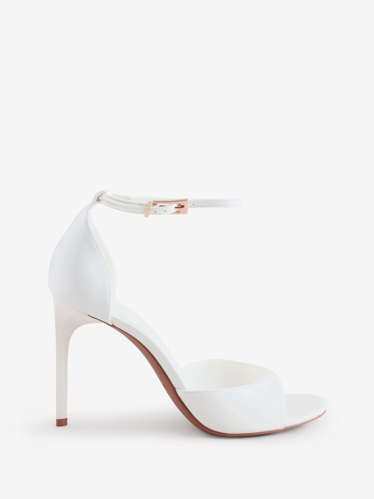 River Island White Closed Back Strappy Heeled Sandals - Image 1 of 1 River Island White Closed Back Strappy Heeled Sandals - Image 1 of 1
