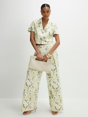 River Island Green Floral Crop Scallop Linen Jacket - Image 4 of 4