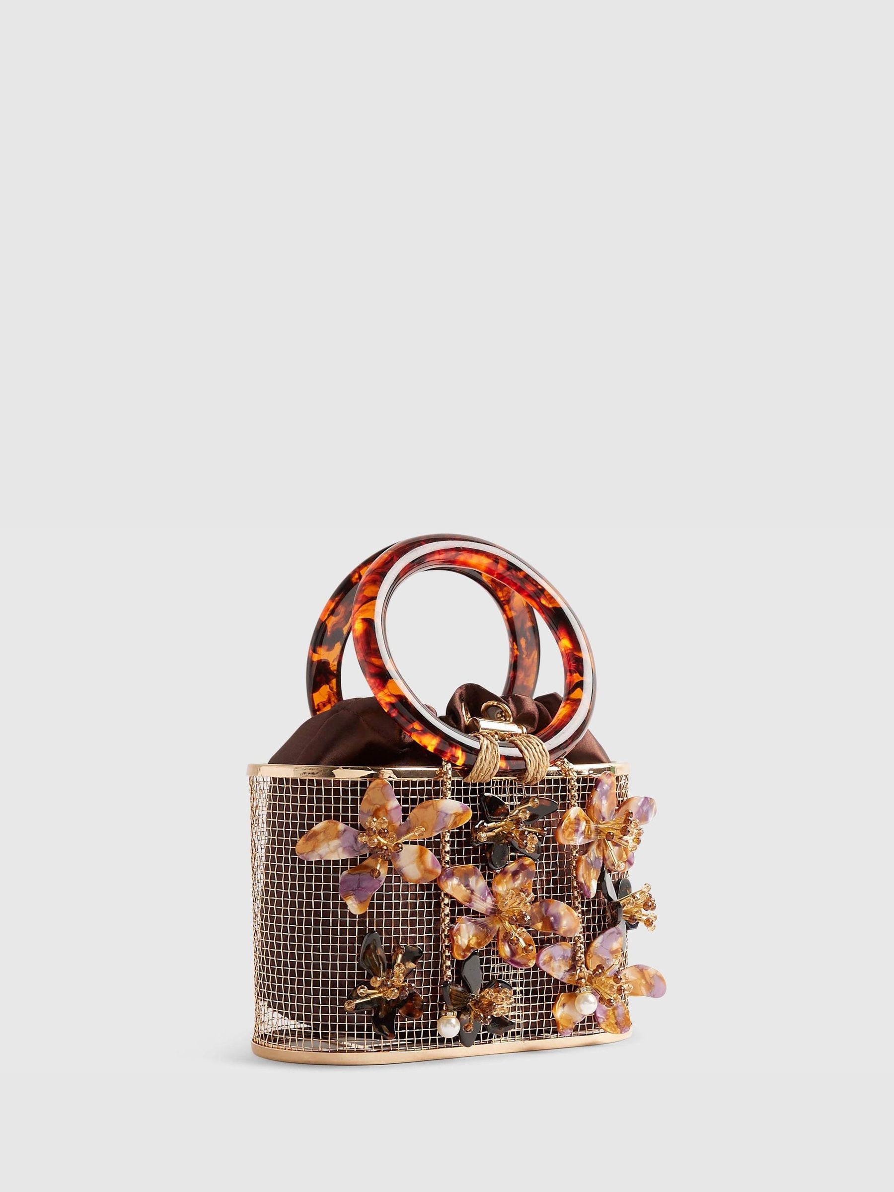 Buy River Island Brown Flower Cage Bag from Next USA
