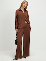 River Island Brown Stripe Crinkle Shirt - Image 1 of 4