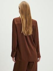 River Island Brown Stripe Crinkle Shirt - Image 4 of 4