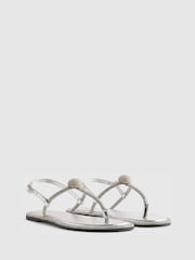River Island Silver Embellished Toe Thong Sandals - Image 2 of 5