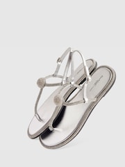 River Island Silver Embellished Toe Thong Sandals - Image 3 of 5
