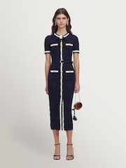 Self-Portrait Blue Navy Pointelle Knit Midi Dress - Image 1 of 4