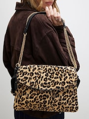River Island Brown Tassel Leopard Chain Shoulder Bag - Image 1 of 6