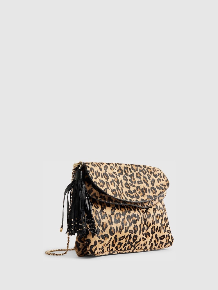 River Island Brown Tassel Leopard Chain Shoulder Bag - Image 2 of 6