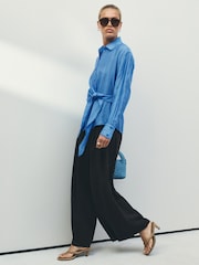 Blue Stripe Lightweight Tie Wrap Long Sleeve Shirt - Image 3 of 5