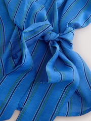 Blue Stripe Lightweight Tie Wrap Long Sleeve Shirt - Image 7 of 8