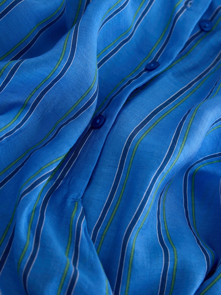 Blue Stripe Lightweight Tie Wrap Long Sleeve Shirt - Image 8 of 8 Blue Stripe Lightweight Tie Wrap Long Sleeve Shirt - Image 8 of 8