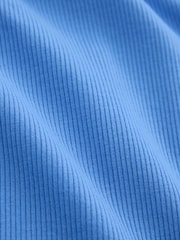 Bright Blue Trim Hardware Detail Racer Ribbed Vest Top - Image 8 of 8