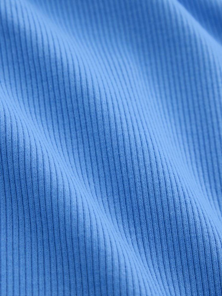 Bright Blue Trim Hardware Detail Racer Ribbed Vest Top - Image 8 of 8
