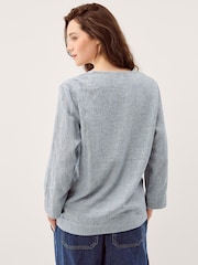 Monsoon Blue Alexis Stripe Linen-Blend Top - Image 2 of 5