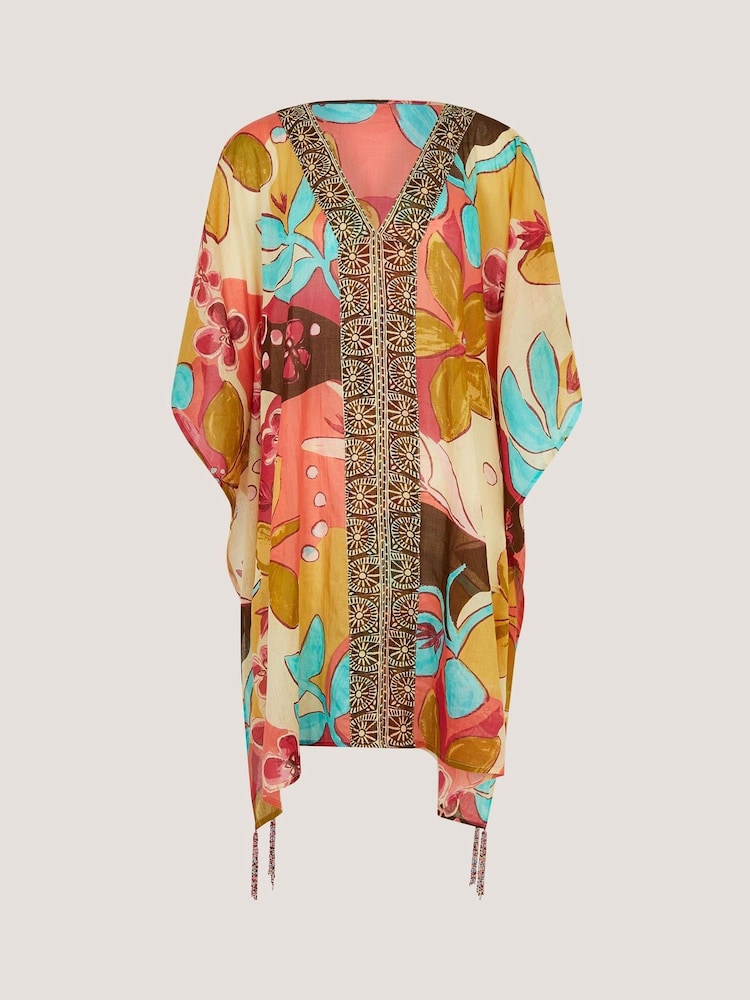 Monsoon Iris Floral Print Mini Kaftan - תמונה 3 מתוך 3 Monsoon Iris Floral Print Mini Kaftan - תמונה 3 מתוך 3