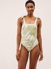 Monsoon Lillie Leaf Print Stripe Swimsuit - Bild 1 von 3
