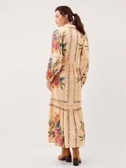 Monsoon Cream Rosaleigh Long Sleeve Floral Maxi Dress - Image 3 of 6