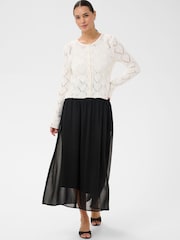 Kaffe Black KAnellie Gathered High Waist Midi Skirt - Image 2 of 6